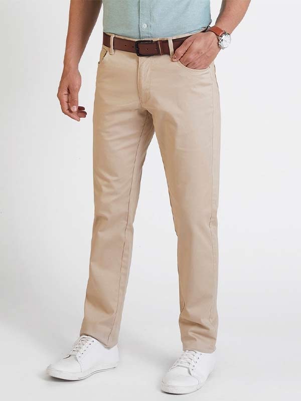 Solid Cotton Blend Trouser